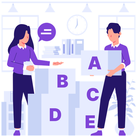 Kids arranging ABC blocks  Illustration