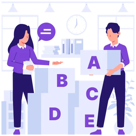 Kids arranging ABC blocks  Illustration