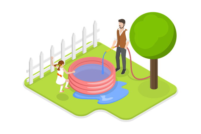 Kids Backyard Pool  Illustration