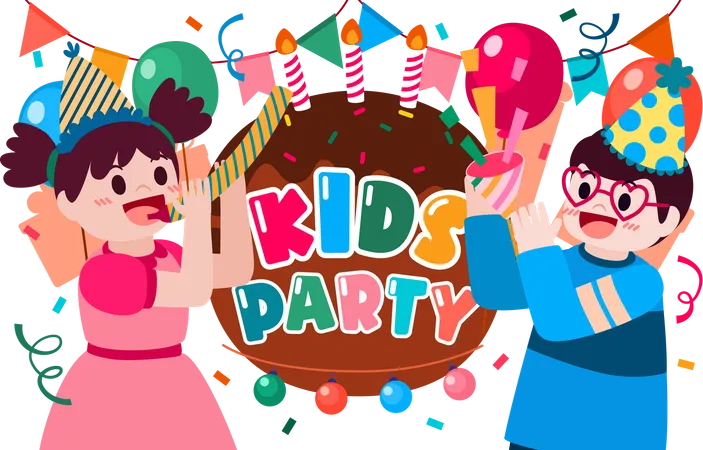 Kids celebrate birthday party  Illustration