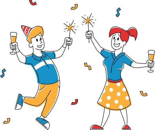 Kids Celebrate Birthday Party  Illustration