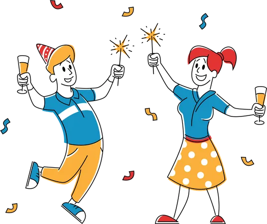 Kids Celebrate Birthday Party  Illustration