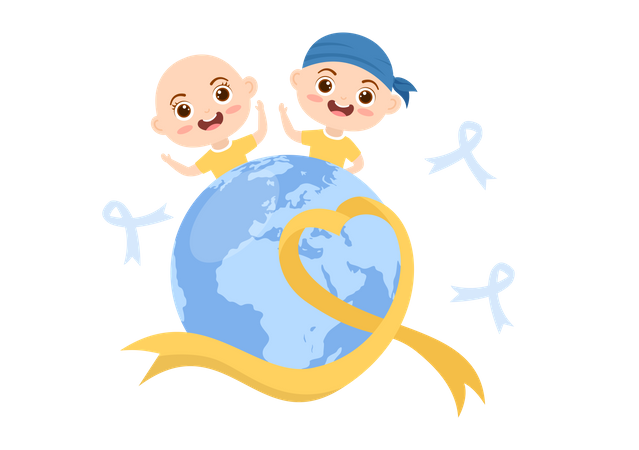 Kids celebrate International Cancer Day  Illustration
