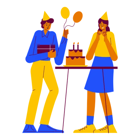 Kids celebrating birthday party  Illustration