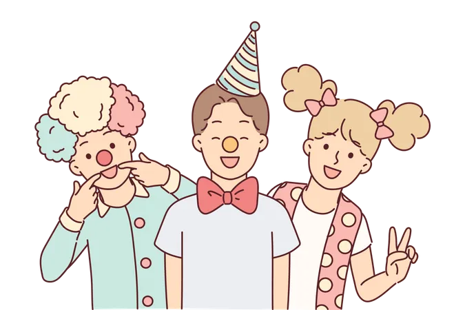 Kids celebrating birthday party  Illustration