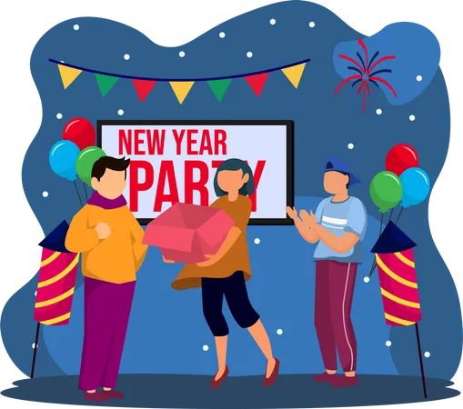 Kids celebrating happy new year party  Illustration