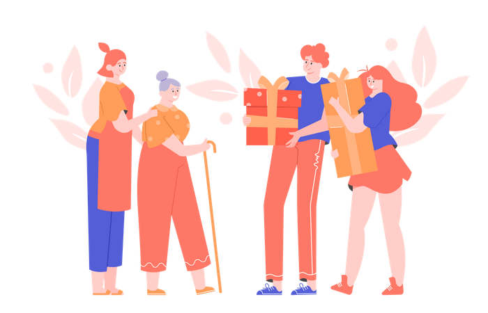 Kids celebrating Mother's Day  Illustration