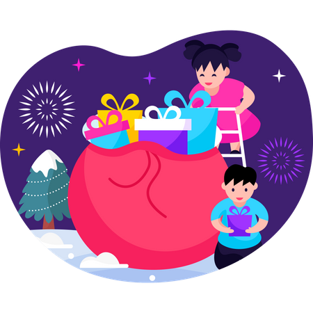 Kids celebrating new year  Illustration