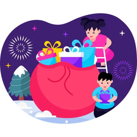 Kids celebrating new year  Illustration