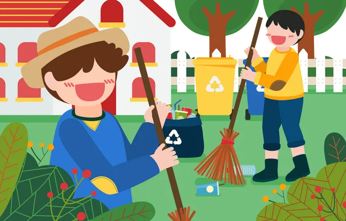 Kids cleaning park  Illustration