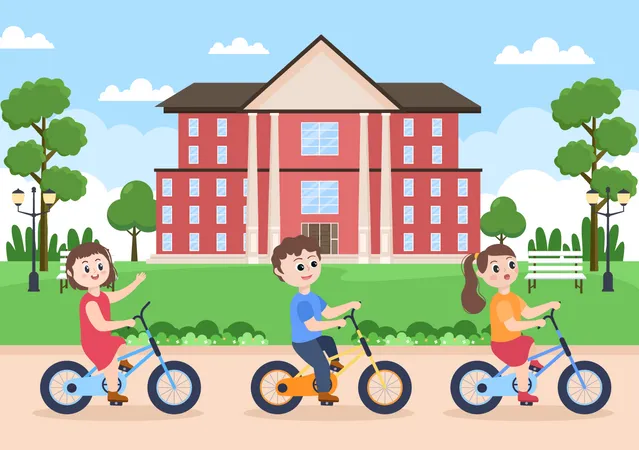 Kids cycling  Illustration