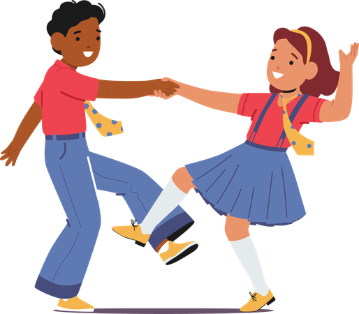 Kids Dance Rock And Roll  Illustration