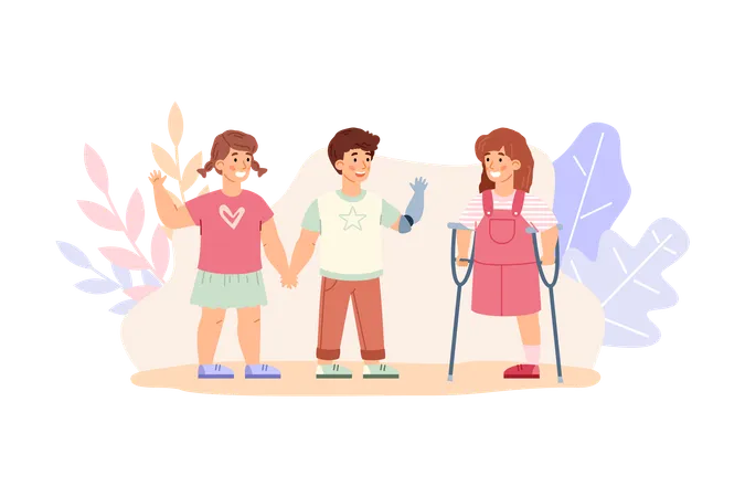 Kids Disability Topic With Children  Illustration