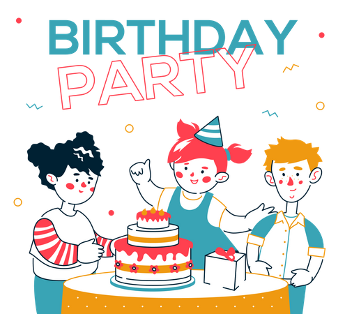 Kids doing birthday party Illustration