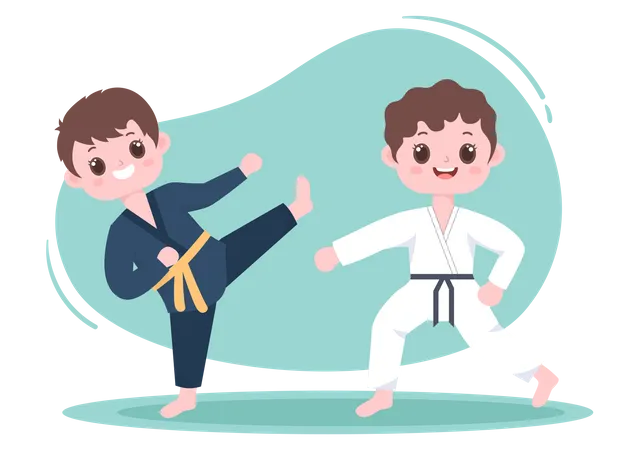 Kids doing karate  Illustration