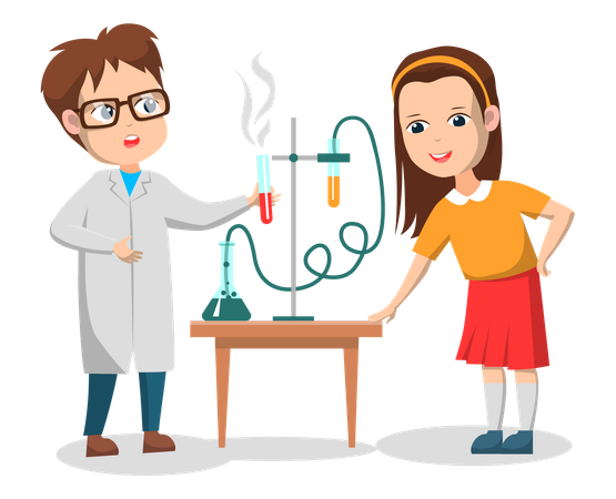 Kids doing laboratory equipment  Illustration