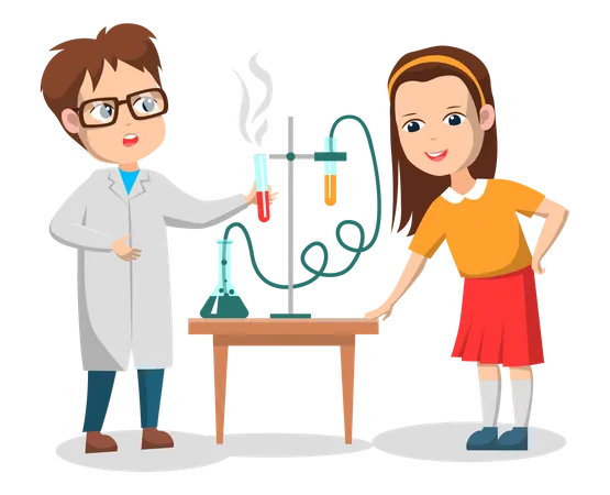 Kids doing laboratory equipment  Illustration