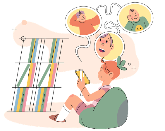 Kids doing online chatting  Illustration