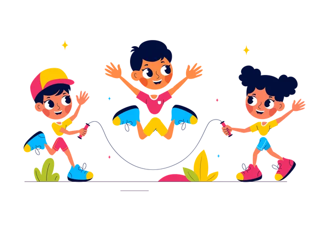 Kids doing rope skipping  Illustration