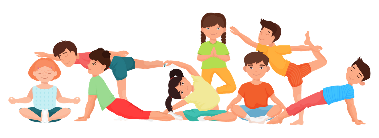 Kids doing yoga  Illustration