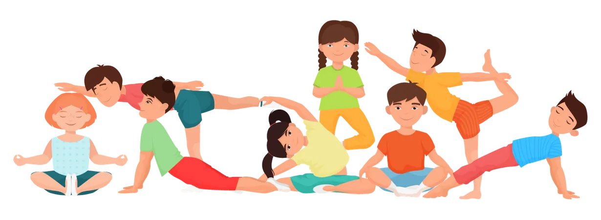 Kids doing yoga  Illustration