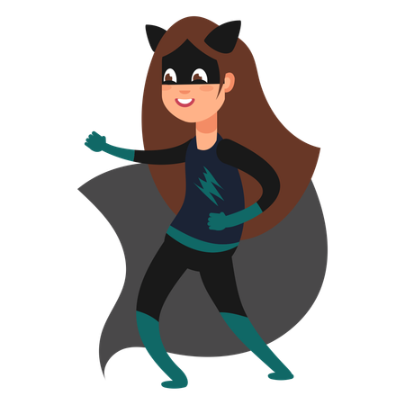 Kids dressed up in superwoman costume  Ilustración
