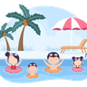 illustrations for enjoying at swimming pool
