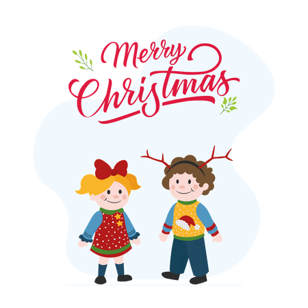 Kids enjoying Christmas  Illustration