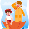 kids enjoying in water illustration free download