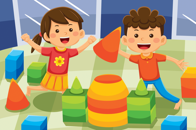 Kids enjoying toys  Illustration