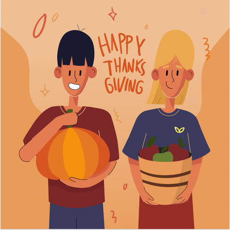 Kids Featured Happy Thannksgiving Day Illustration