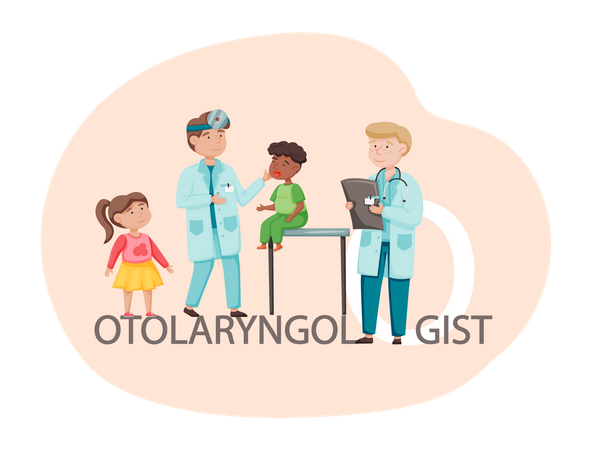 Kids getting treatment from Otolaryngologist doctor  Illustration