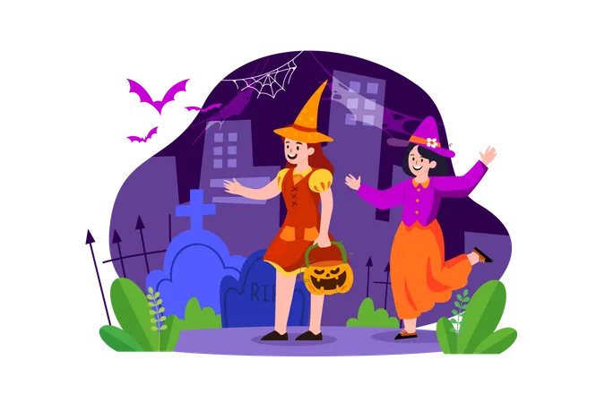 Kids going for trick or treat  Illustration