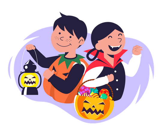 Kids going for trick or treat  Illustration