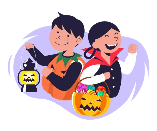 Kids going for trick or treat  Illustration