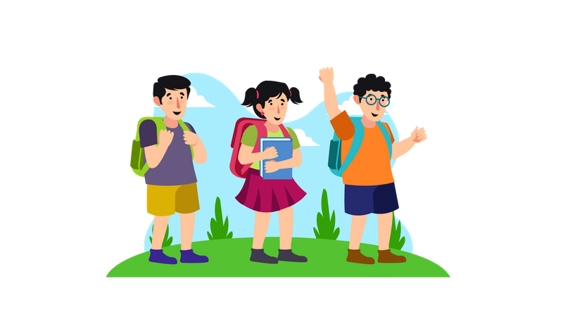 Kids Going to school  Illustration