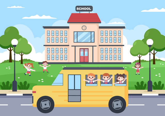 Kids going to school  Illustration