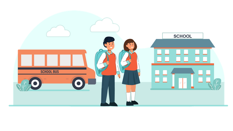 Kids going to school  Illustration