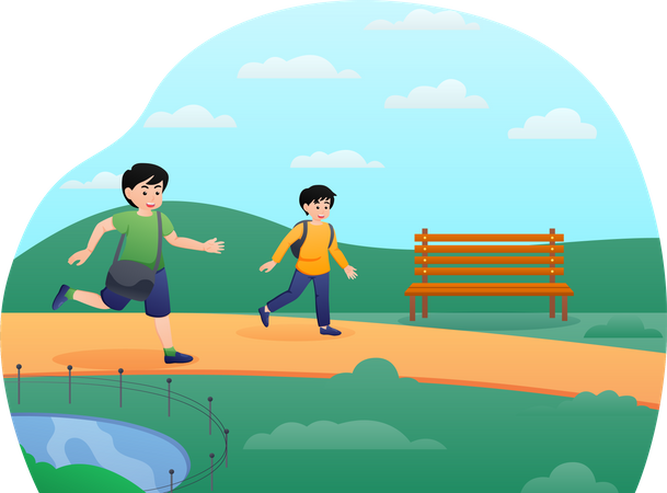 Kids going to School  Illustration
