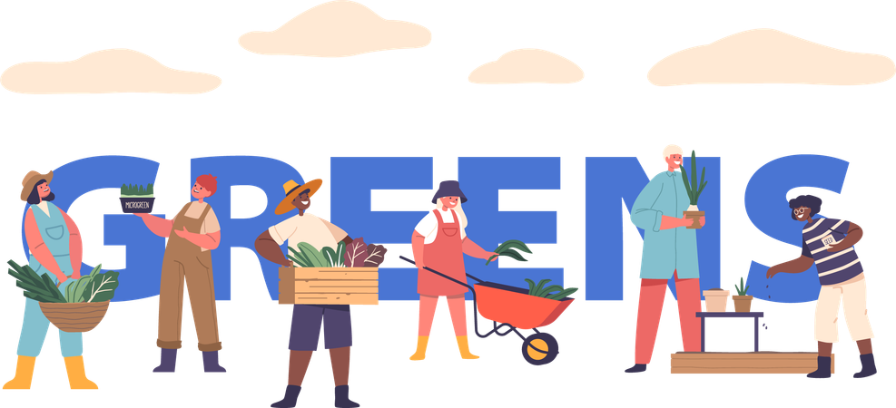 Kids Growing Greens  Illustration