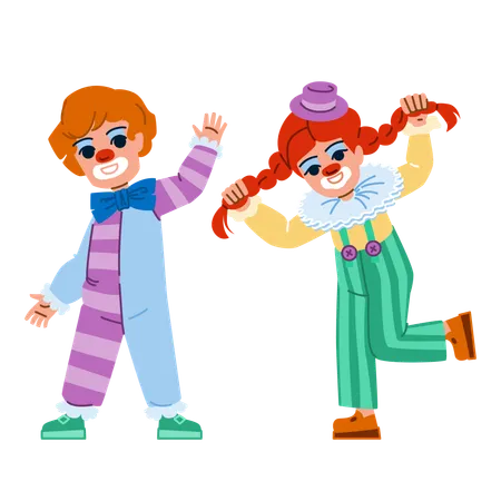 Kids have wore clown costume  イラスト