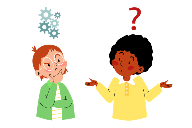 Kids having difficulties answering question  Illustration