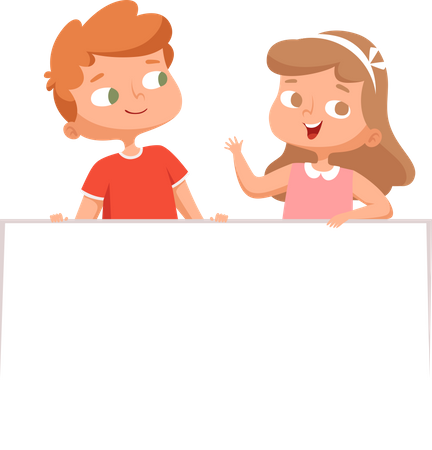 Kids Holding Banner  Illustration