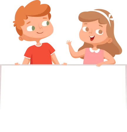 Kids Holding Banner  Illustration