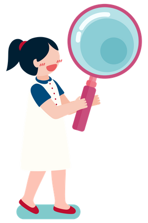 Kids Holding Magnifier Glass  Illustration