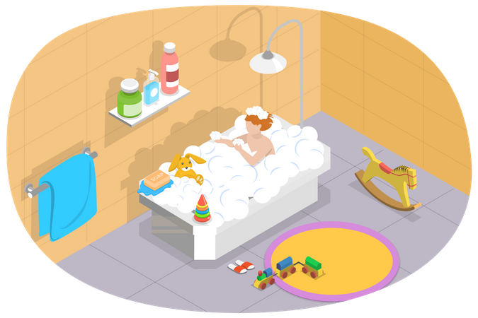 Kids Hygiene and bath  Illustration