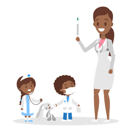 Kids in doctor uniform  Illustration