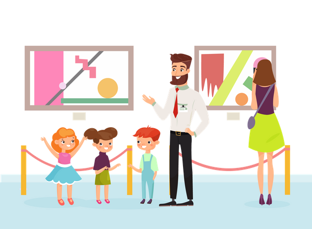 Kids in museum  Illustration
