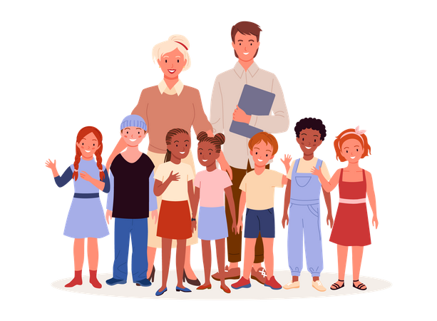Kids in orphan center  Illustration