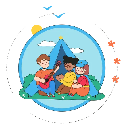 Kids in Summer camp  Illustration